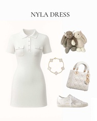 Sarun Boutique - Nyla Dress เดรสแขนสั้นคอปกกระดุมไข่มุก