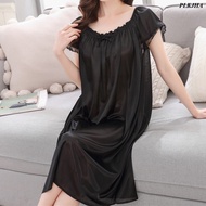 Ladies Pajamas Dress Lace Short Sleeve Long Pajamas Comfortable Homewear Pajamas