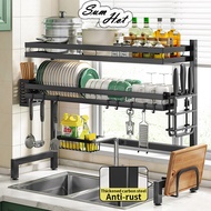 Rak Pinggan Sinki Stainless Steel Dish Rack Rak Dapur Rak Sink Rack Kitchen Dish Drainer Rack