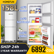 HOMEFUN  Refrigerator inverter with Freezer Inverter Adjustable Shelves 3Door Small Refrigerator Save Electricity Fridge Household