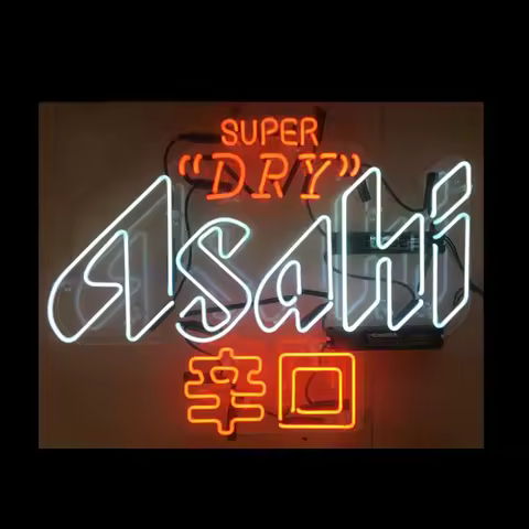 Asahi Super Dry Neon Sign Light から くち Kara Kuti Custom Handmade Real Glass Tube Bar Store Advertise 