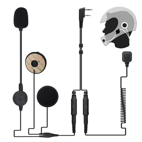 ABBREE Motorcycle Helmet Headset 2-Pin Two Way Radio Earpiece with Finger PTT and Mic for Baofeng UV