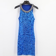 RYRYSTYLE กระโปรงชุดชั้นใน Wrapped Hip ผู้หญิงอุตสาหกรรมหนักห้อยคอประดับเลื่อมทรงชุดเดรสแขนกุดบางพอด