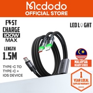 MCDODO CA670 2 In 1 Type-C To C + L Cable With LED (1.5M/100W)