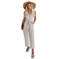 HFH New Tied Wide Leg Waisted One-piece Nine-Piece Pants