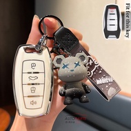 TPU Car Key Case Cover Shell Bear Keychain For Great Wall Haval Jolion 2022 H6 H7 H4 H9 F5 F7 F7X F7