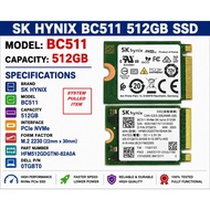 512GB SSD NME M.2 2230  hynix BC511 NVMe SSD. SYSTEM PULLED ITEM GOOD WORKING CONDITION