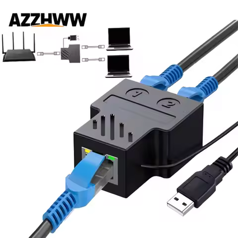 Ethernet Splitter 1 to 2 RJ45 Network Splitter Starlink Ethernet Adapter LAN Internet Cable Adapter 