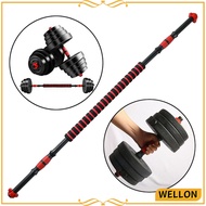 WELLON Non-Slip Dumbbell Bar 1'' Threaded Arm Extension Rod Connector Collars