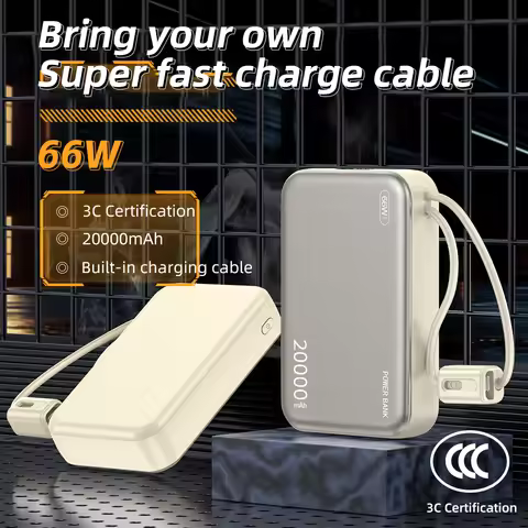 Kiki Shoot 20000mAh Power Bank 66W Fast Charge Powerbank CCC Chinese Certification with Cable for Xi