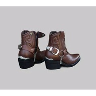 Men's Leather Cowboy Biker Boots Men's Shoes Moge Touring