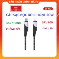 Cáp Sạc Bọc Dù Kết Nối Từ Cổng Type-C 20W Ra Chân Lightning Earldom EC-113 Dài 1M2