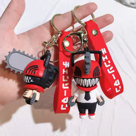 Anime Chainsaw Man Keychain Cute Cartoon Devil Denji Car Keyring Kawaii Pochita Cosplay Key Chain Ba