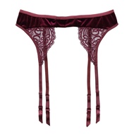 Annebra สายรัดถุงน่อง ผ้ากำมะหยี่แต่งผ้าลูกไม้ Velvet Lace Garter Belt รุ่น AA2-076