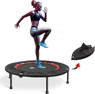 NEWAN Fitness Trampoline Half Folding 38''-40''，Bungee Rebounder Exercise Trampoline for Adults，Quiet Mini Trampoline for Indoor Outdoor Garden Workout --Max 330lbs