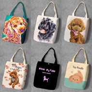 Lu Tuan Tuan 2025 Shopping Bag Poodle Poodle Poodle Poodle Curly Dog Shoulder Bag Student Canvas Bag