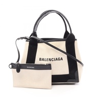 【二手】巴黎世家 (Balenciaga )手提包 海軍藍 Cabas XS 2WAY 390346NATURAL/黑色帆布皮革 海軍藍 Cabas XS 女款 二手 B