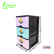 3/4/5 Tier Plastic Drawer Plastic Cabinet Plastic Storage Organizer Laci Plastik 5 Tingkat Kabinet Baju Bayi Almari Plastik