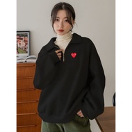 Unisex Zipper Play Love Sweatshirt Black CDG Logo Zipper Sweatshirt Turtleneck Sweater/