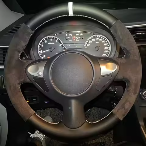 Customize DIY Suede Leather Steering Wheel Cover For Infiniti FX FX35 FX37 FX50 Nissan Juke Maxima 2