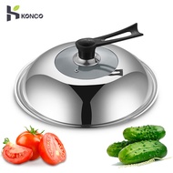 Konco Wok Lid pan cover for round pan Standable Universal Pan lid 32cm/34cm/36cm explosion-proof Durable pan Lid Wok cover