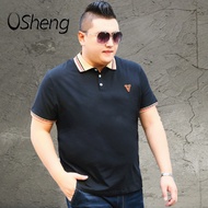 VSheng XXL-7XL Big Size Collar T Shirt For Men Casual Oversized Threadwork Cuff Man Polo Tops