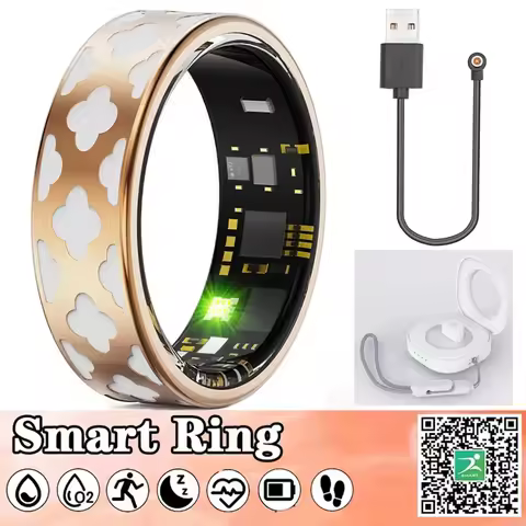 Smart Rings with Charging Case Heart Rate/Blood Oxygen/Sleep Health Monitor Sports Tracking Ring 5AT