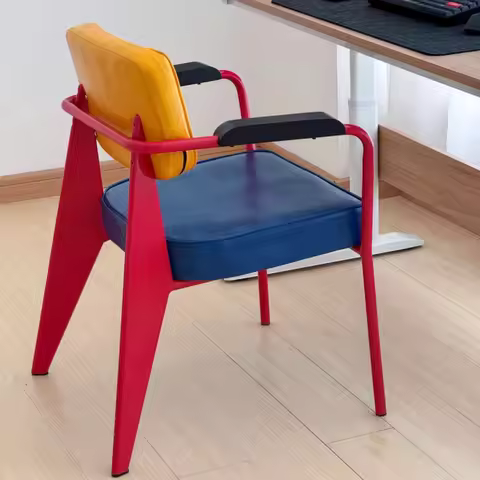 Dopamine Color Dining Chair with Backrest Vintage Style Armchair for Home Cafe Stool for Milk Tea Sh