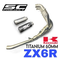 Design SC PROJECT Exhaust Kawasaki ZX6R Full System Manifold 60MM Titanium Ekzos Motor Muffler ZX636