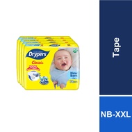 Drypers Classic NB78/S70/M54/L50/XL44/XXL40 x4 packs