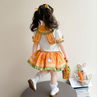 2026 Summer Girls Fashion JK Suit Suit Heavy Industry Embroidery Carrot Bunny Bunny Girl Baby Fashio