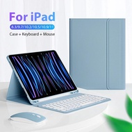 Keyboard Case With Wireless Mouse For Ipad Pro 11 12.9 2022 6th Air 4 5 Funda For Ipad Mini 6 2021 9 9th 10th Gen 10.2 9.7 10.9 Cover with pencil holder