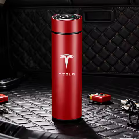 For Tesla Model 3 Model S X Y Roadster SpaceX Temperature Display Thermos Cup Stainless Steel Divide