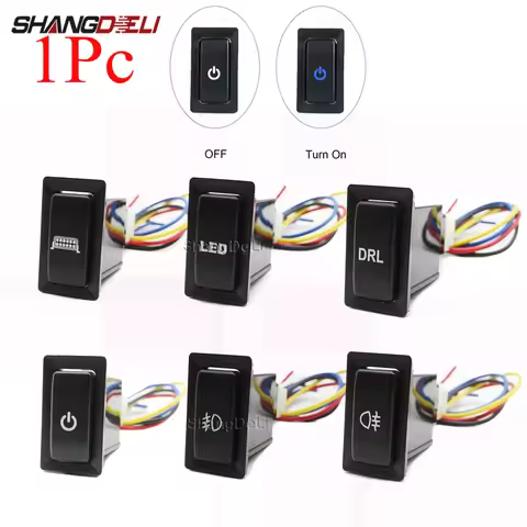 Car Blue LED Light DRL Fog Lamp Power On Off Switch Radar Camera Misic Button For Toyota LC95 2002 F