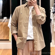 1RL Kemeja Lengan Panjang Kapas Korduroi Bersulam  Gaya Pasangan Kasual Uniseks