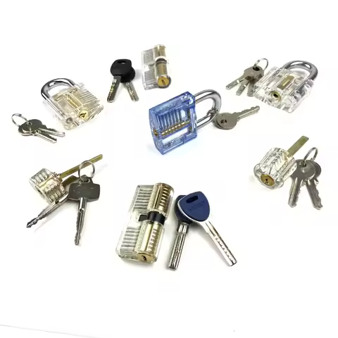 Locksmith Training Lock Set 4/5/6/7pcs Transparent Lock for LockPick Practice for Beginner Lever Tub