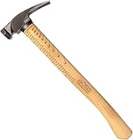 Boss Hammer 4340 Steel Hammer with Hickory Handle - 18 oz, Steel Finish, Milled Faced, Curved Handle