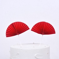 Paper fans decorate water towers, cake towers, fortune towers, decorative clay