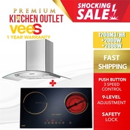 VEES 1200 m3/h DH-01TG Cooker Hood + 2000W HL-400K Dual Zone Delicooker Built-in Cooker Hood Hood An