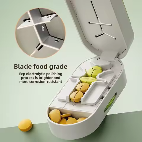 Portable Pill Cutter 304 Stainless Steel Blade for Precise Cutting of Tablets into 1/2, 1/3, 1/4 Pie