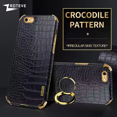 For iPhoneSE 2022 Zroteve Crocodile Leather Ring Holder Soft Cover For iPhone SE 2 3 2020 SE2 SE3 7 