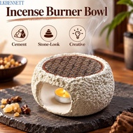 LKBENNETT Incense Burner Bowl, Retro Stone-Look Candle Warmer, Fragrance Diffuser Durable Cement Cre