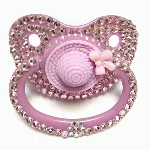MIYOCAR unique handmade bling pink hat adult pacifier Adult Sized Cute Gem Pacifier Dummy ABDL Silic