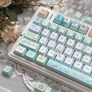 Millennium Keycaps 130 Keys Cherry Profile PBT Gradient Mint Green Keycaps Wooting Aula F75 Dye Subl