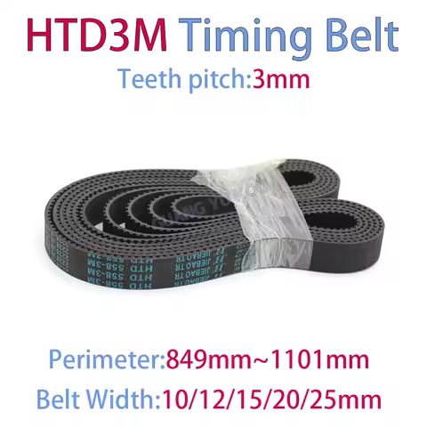 HTD 3M Closed Loop Rubber Timing Belt Length849/852/855/858/861/864/870/873/876/882/885/888/981/900/