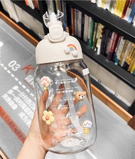 ขวดน้ำเพื่อสุขภาพ ขวดเด็กช่วยเตือนเด็กกินน้ำ ขวดน้ำสไตล์เกาหลี ขวดน้ำนักเรียน กระติกน้ำเกาหลี 🔥 แถม !! สติ๊กเกอร์ 3D