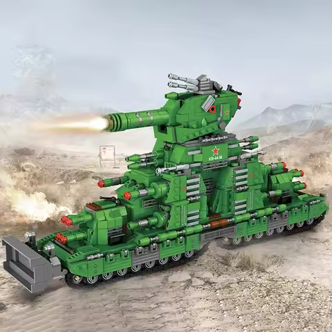 MOC KV44 Military Tank Building Blocks Model Set Heavy AV7 War Weapons Tank Model Boys Classic Toys 