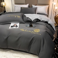 LINGYUN | Bộ Drap Giường Bằng Cotton Đã Rửa Giống Lụa 150x180x200cm 4 Mảnh