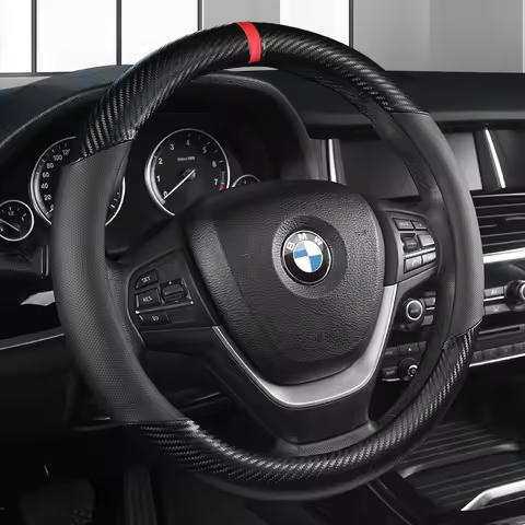 38CM PU Carbon Fiber Car Steering Wheel Cover for BMW X1 X2 X3 X4 X5 X6 X7 e36 e39 e46 e53 e60 e63 e