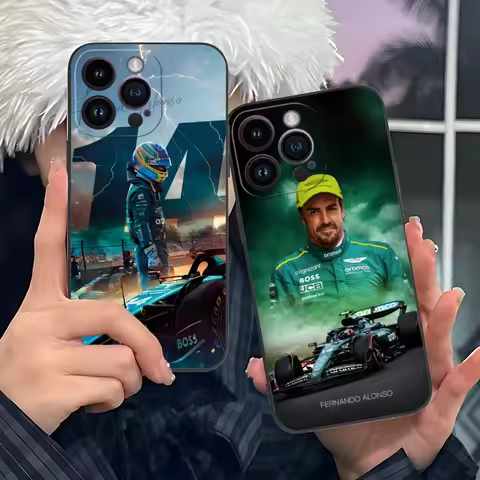 F1 Fernando Alonso Mobile Cell Phone Case for iPhone 15 14 13 12 11 X XR XS 8 7 Pro Max Plus Mini Bl